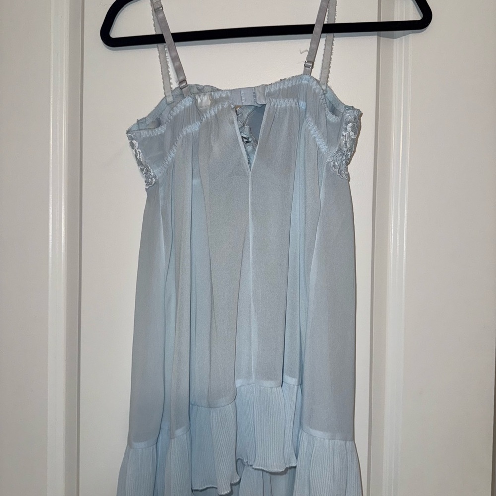 Seductivewear by Cinema Etiole Pastel Blue Romantic Lace Chiffon Babydoll Set - Picture 11 of 12